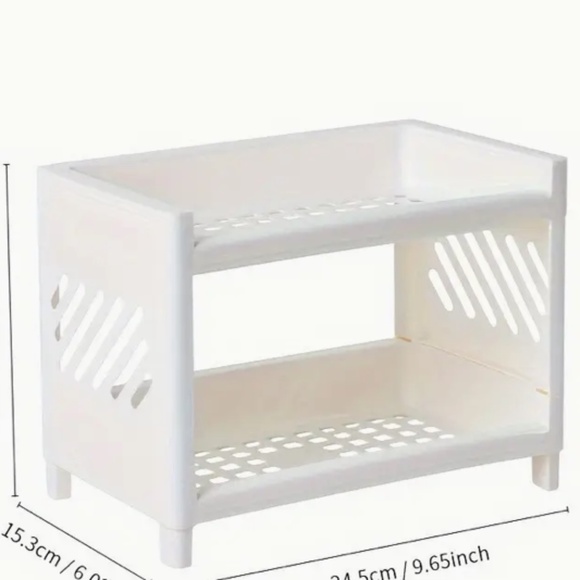 White Plastic Desktop Storage Rack -Multi-Functional Rectangular Organizer Shelf - Picture 3 of 8